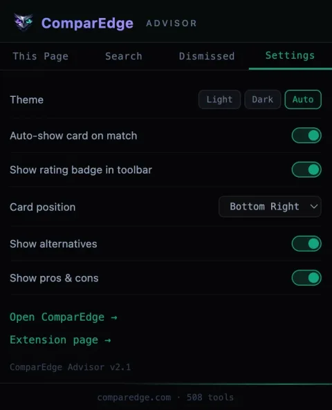 ComparEdge Advisor settings